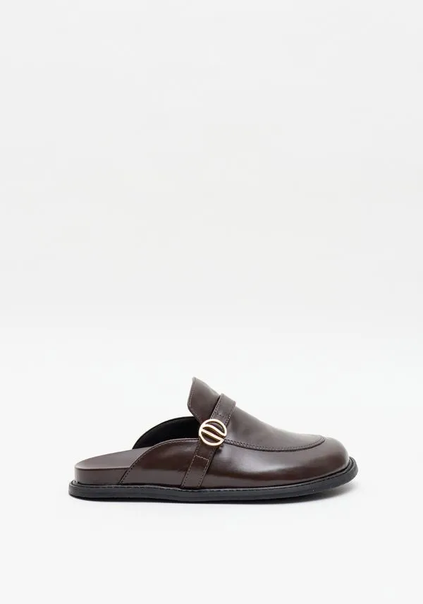 Mocassim Mule Com Tira E Enfeite Marrom 36