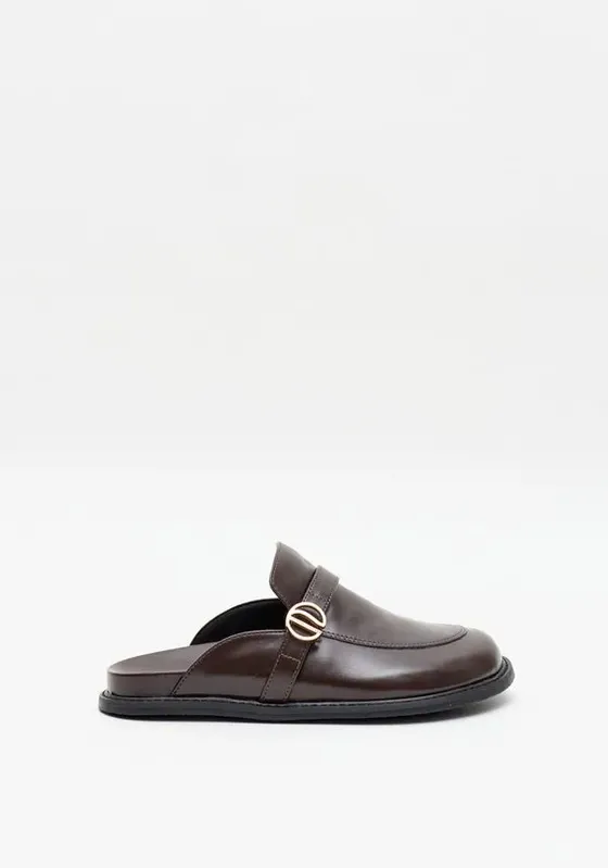 Mocassim Mule Com Tira E Enfeite Marrom 36