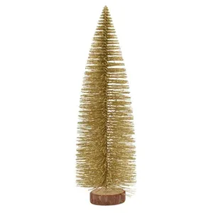 Mini pinheiro Dourado de Natal 15cm Decoração Arranjos Vilas Natalinas Dourado