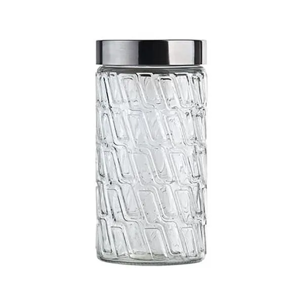 Pote de Vidro Mosaico com Tampa Inox 1,5L VDR208922 - Euro Home