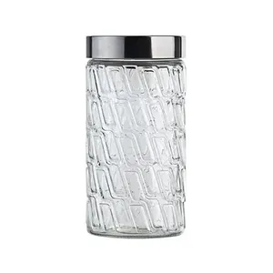 Pote de Vidro Mosaico com Tampa Inox 1,5L VDR208922 - Euro Home
