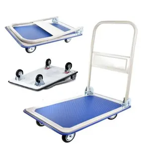 Carrinho de Carga Plataforma Dobrável 150kg em Aço com Rodas Giratórias Azul Yeet Carrinho Plataforma Dobrável 150kg em Aço com Rodas Azul Yeet