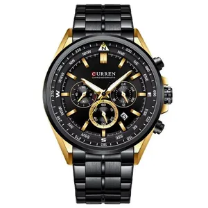 Relógio De Pulso Masculino Aço Inoxidável De Quartzo Casual Esportivo Preto
