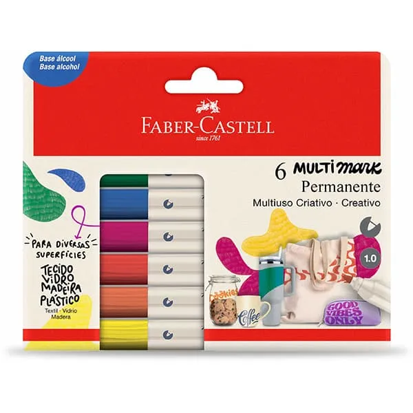 Caneta Marcador Criativo Multimark 1.0 6 Cores Faber Castell