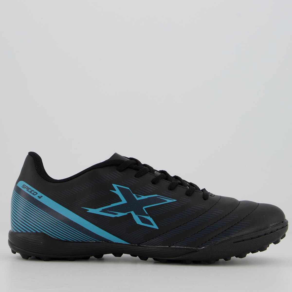 Chuteira Oxn Speed 4 Society Preta e Azul