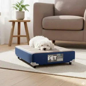 Cama Pet Netsono Cinza e Azul para Cachorro de Porte Pequeno com Espuma D20 60x40x12cm Cama Pet Netsono Cinza e Azul Cachorro Pequeno Espuma D20 60x40x12cm