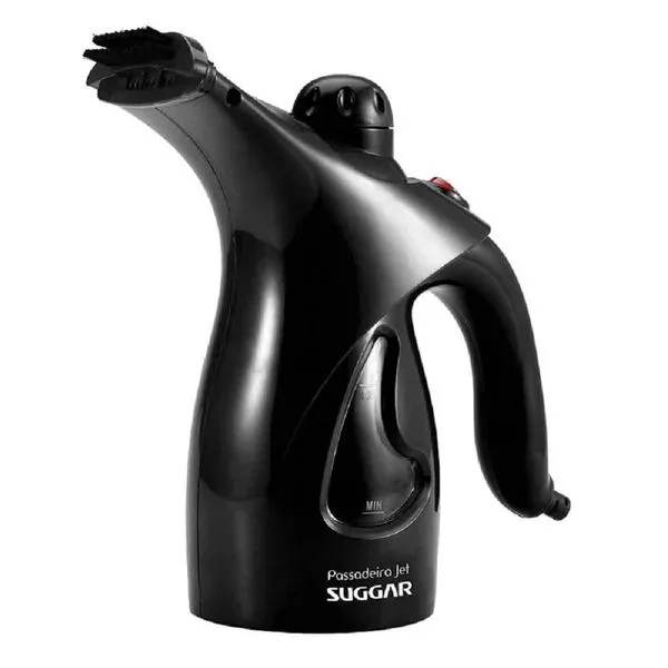 Passadeira a Vapor Portátil Suggar PV1000PT 700W com Copo Graduado Escova e Saco para Viagem Preta Bivolt Passadeira A Vapor Jet Portátil Preto Suggar Bivolt PV1000PT
