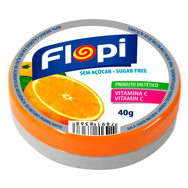 Bala de Laranja Sem Açúcar Flopi Florestal 40g