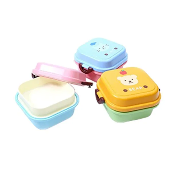 Pote para Lanche Infantil com Divisória E Alças de Travamento Plástico Sortido 540ml 14x14x9cm B0199 - bee