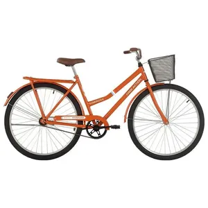 Bicicleta Paradise Urbana Aro 26 Quadro Aço 1 Marcha com Cesta e Bagageiro Laranja Free Action Bicicleta Paradise Urbana Aro 26 Quadro Aço 1 Marcha Laranja Free Action
