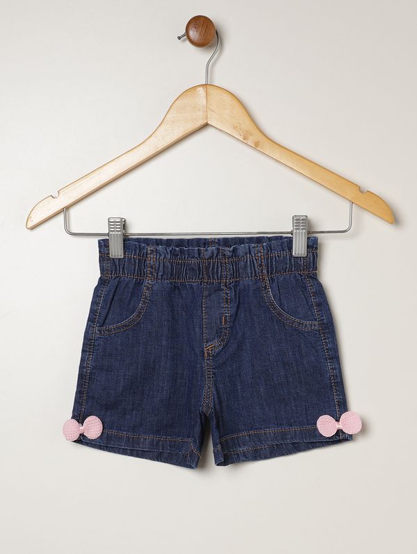 Short Jeans Com Laço Infantil Para Menina - AZUL 1