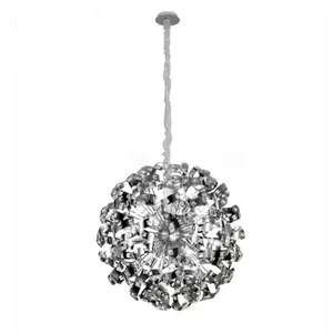 Pendente Dcd06204 com 24 Soquetes para Lâmpada G9 em Inox Cromado e Cristal Transparente Prata Casa Chafariz Pendente Dcd06204 com Estrutura em Inox Cromado e Cristal Transparente Prata Casa Chafariz