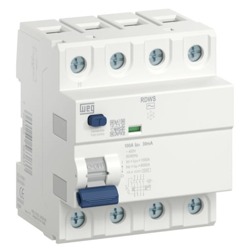 Interruptor nominal residual 40A Tetrapolar Branco RDWS-AC-30mA Weg