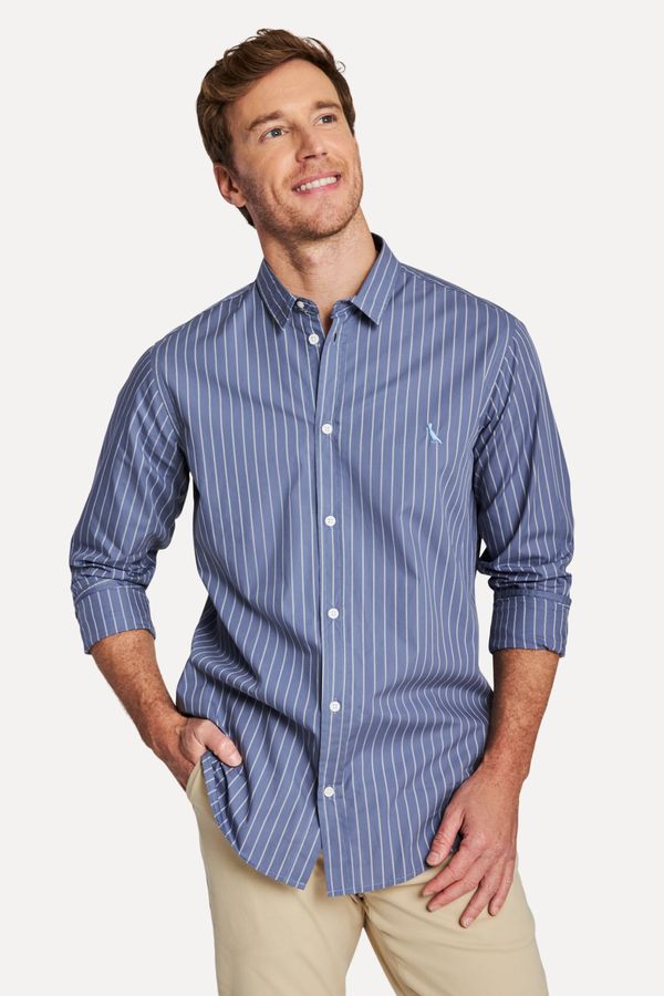 Camisa Ml Listra Trabalho Fio Egipcio L Marinho - P