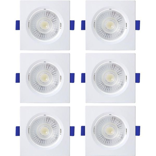 Kit 6 Spot De Led Embutir Slim Mr11 Quadrado 3w Bivolt 6500k Frio