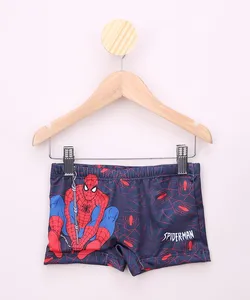 Sunga Infantil Boxer Homem Aranha Estampada com Proteção UV50+ Azul Marinho 8