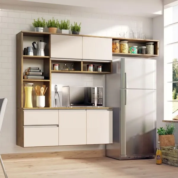 Cozinha Compacta Sol 5 Portas 1 Gav Castanho/off White
