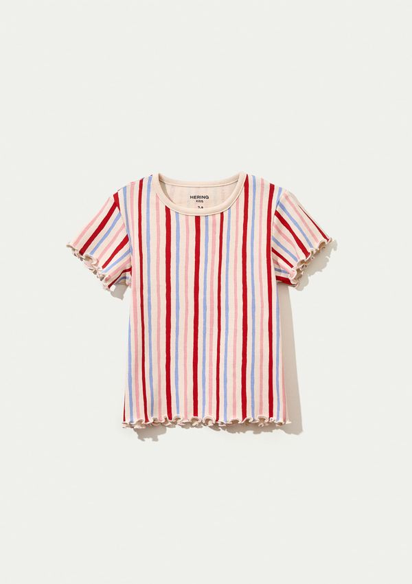 Blusa Infantil Menina Manga Curta Em Ribana Estampada - Creme 008