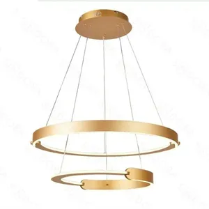 Pendente Dcd03086 com 2 Anéis 40-60CM 126W 3000K Fluxo 8820LM Autovolt Dourado Casa Chafariz Pendente Dcd03086 2 Anéis 40-60CM 126W 3000K Fluxo 8820LM Dourado Casa Chafariz