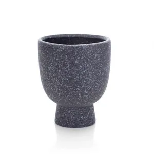Cachepot Decorativo Em Cerâmica Flocos Preto 14x11 Cm