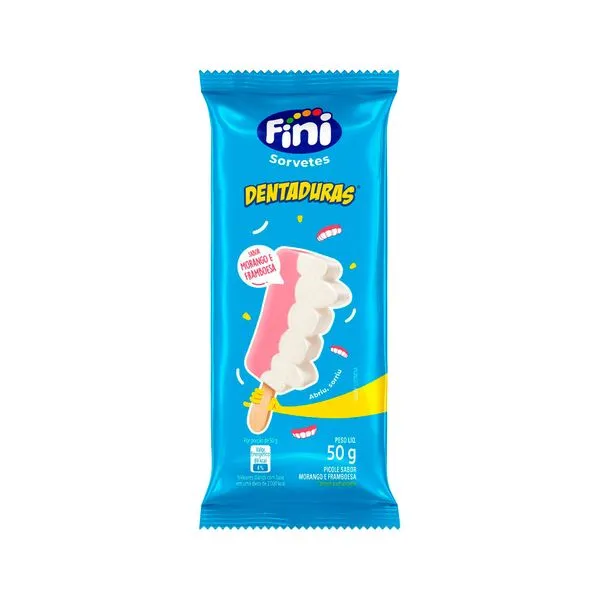 Sorvete Fini Dentaduras Morango E Framboesa 50gr