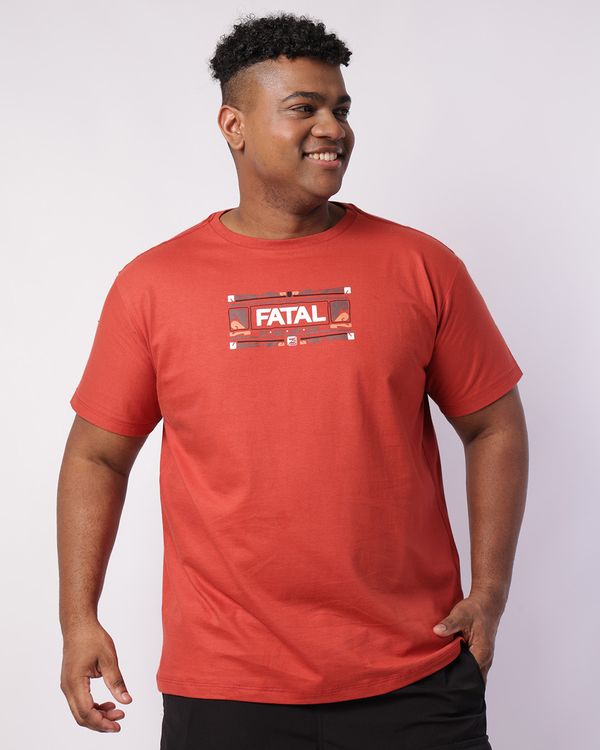 Camiseta Plus Size Masculina Fatal Algodão Manga Curta Vermelha G2