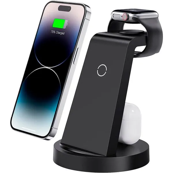Carregador Sem Fio ANLMZ 3 em 1 Para Iphone Preto A-BI