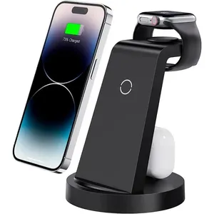 Carregador Sem Fio ANLMZ 3 em 1 Para Iphone Preto A-BI