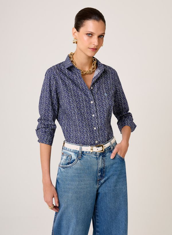 Camisa Slim Fit Estampa Floral Dudalina Feminina 42