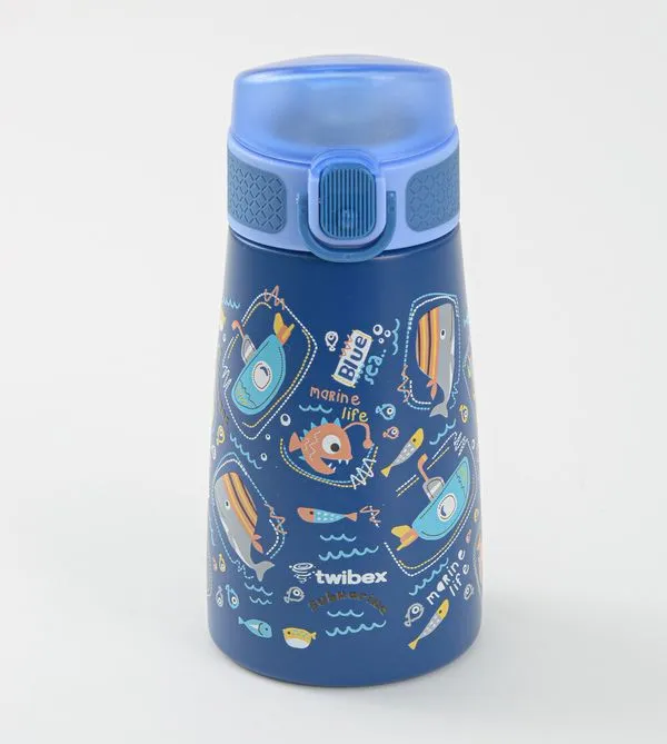 Garrafa Térmica Inox Parede Dupla Mar 3D 350ml Twibex Azul