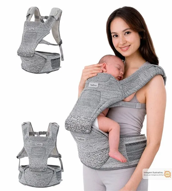 Canguru Confort Seat Air Mesh 4 em 1 Cinza Twibex Premium Cinza