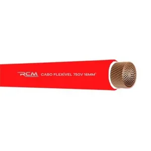 Fio Cabo Flexível 16mm 750V Vermelho para Instalações Elétricas Residenciais e Industriais RCM Cabos Elétricos Fio Cabo Flexível 16mm 750V Vermelho para Instalações Elétricas RCM Cabos Elétricos