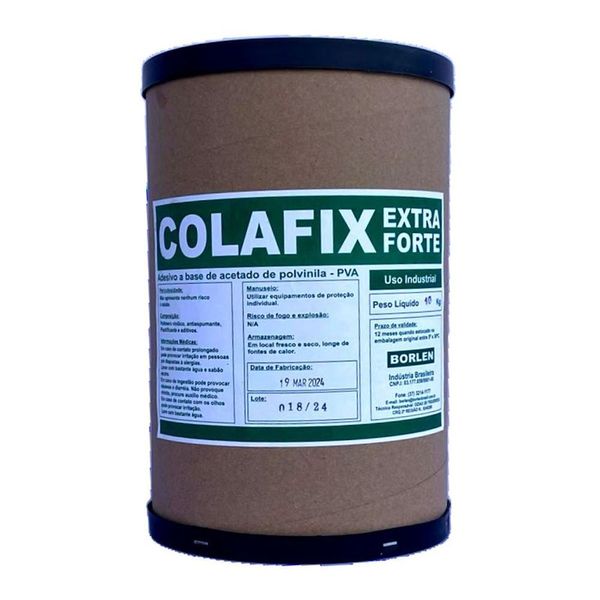Cola PVA Branca Extra Colafix 1200 para Papelão e Madeira Alta Adesividade 10kg Borlen Brasil Cola PVA Colafix 1200 para Papelão e Madeira 10kg Borlen Brasil