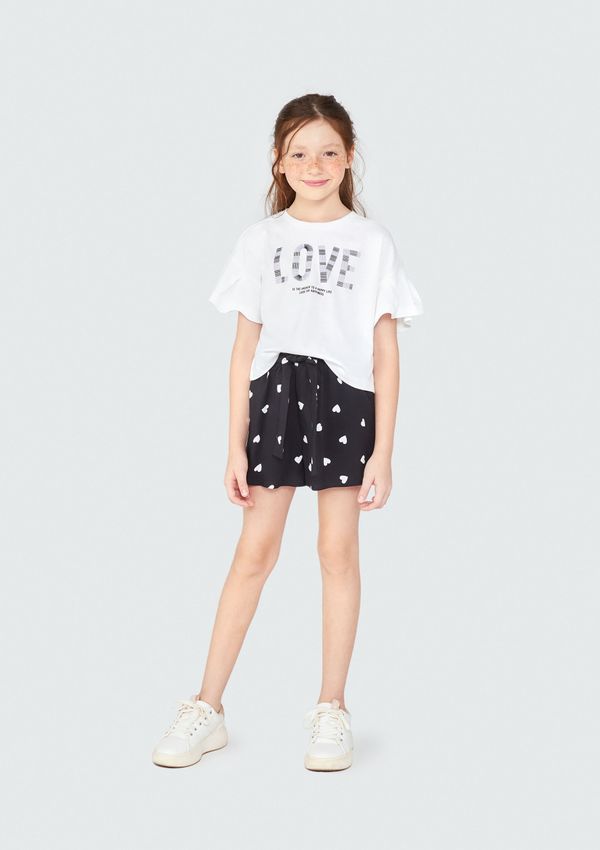 Conjunto Infantil Menina Curto Com Babados - Off white 010