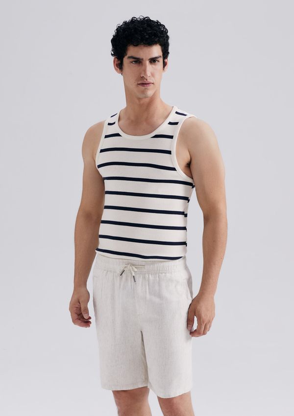Bermuda Masculina Texturizada Com Linho - Bege P