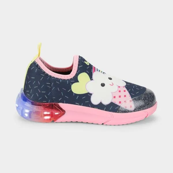 Tênis Infantil Bibi Space Azul Marinho e Rosa de Sorvete 23