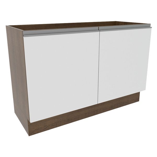 Balcão Gabinete de Pia Madesa Glamy 120 cm 2 Portas (Sem Tampo e Pia) Rustic/Branco Cor:Rustic/Branco
