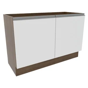 Balcão Gabinete de Pia Madesa Glamy 120 cm 2 Portas (Sem Tampo e Pia) Rustic/Branco Cor:Rustic/Branco