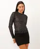 suéter de tricot com paête preto PP