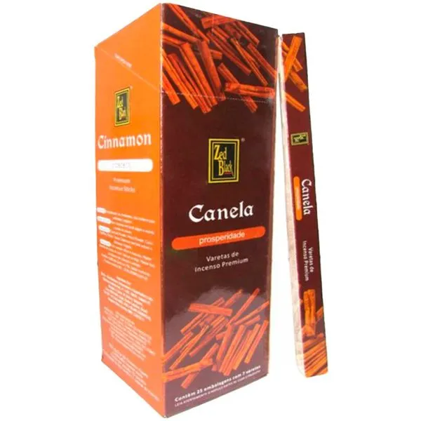 Incenso De Canela Para Prosperidade Zed Black Caixa Com 25 Pacotes (MP)