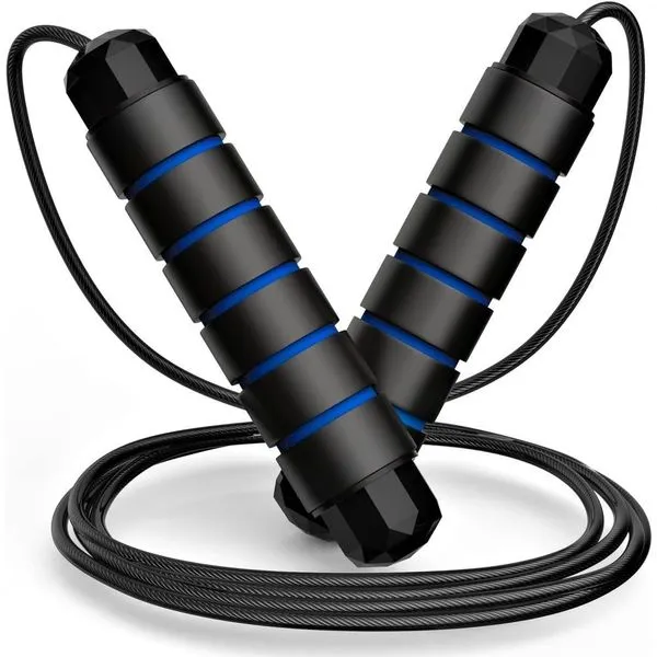 Corda de Pular Profissional Ajustável de Salto Rápido com Rolamento sem Emaranhados para Treino Cross Speed Azul Corda de Pular Profissional Ajustável com Rolamento de Giros Rápidos sem Emaranhados para Treino