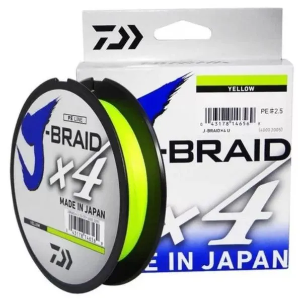 Linha Multifilamento Daiwa J-braid X4 50lb 0,33mm Amarelo 135m
