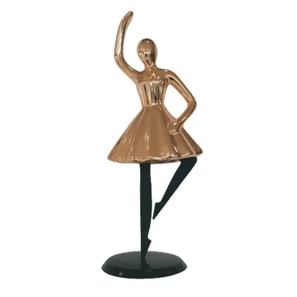 Estatueta Bailarina Rose Em Resina Com Suporte Em Metal Al 32cm X L 15cm