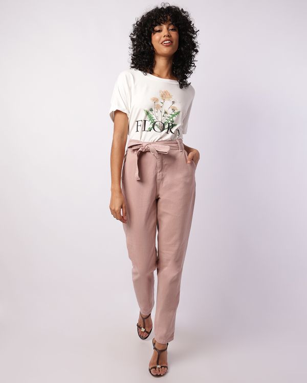 Calça Sarja Feminina Mom Donatta com Cinto Rosa 44