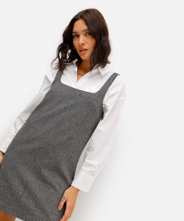 vestido curto feminino pied de poule preto G