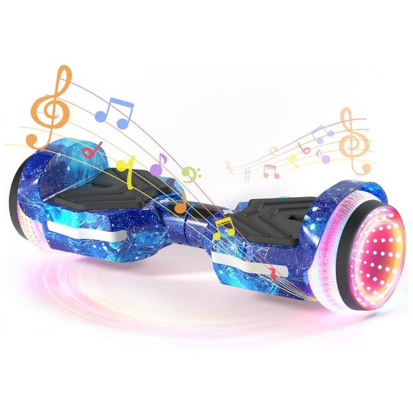 Hoverboard SIMATE com Rodas Coloridas de LED, Alto-falantes Bluetooth e Aplicativo, Duplo Motor de 250W, Velocidade Máxima de 13,7 km/h