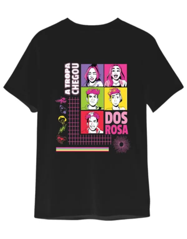 Camiseta de Algodão Dos Rosa Preta Carinhas 8 / Preto