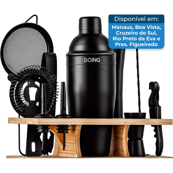 Kit Bartender 11 Peças Soing Aço Inox Preto A-BI