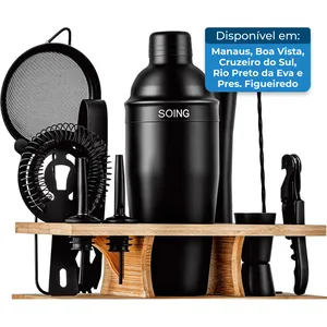 Kit Bartender 11 Peças Soing Aço Inox Preto A-BI