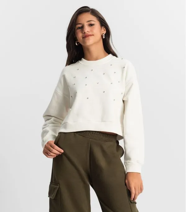 Moletom Juvenil Feminino Em Moletom Minty Bege 14